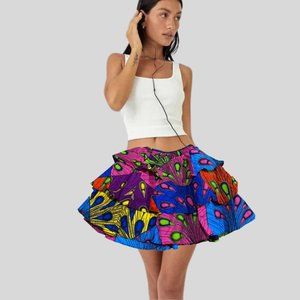 Massmode African Print Layered Skirt
